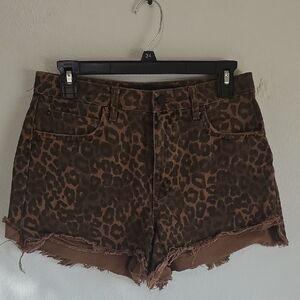 🌸Alexander Wang Brown Leopard Print‎ Jean Shorts Size 27